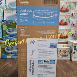 10ft x 30in Swimming Pool Metal Frame Intex - Pump And Filter Included ❗️Nuevas Albercas
