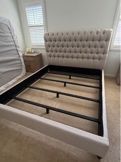 California Cal King Upholstered Sleigh Bed Frame