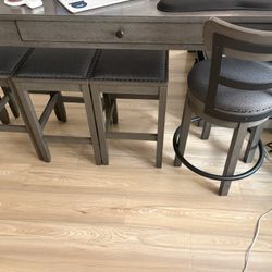 75”L x 18”W x 36”H Counter Height Dining Table Set with 4 Bar Stools