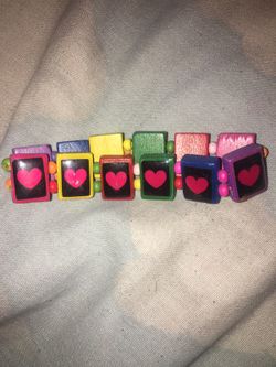 Multi-colored heart print square head bracelet