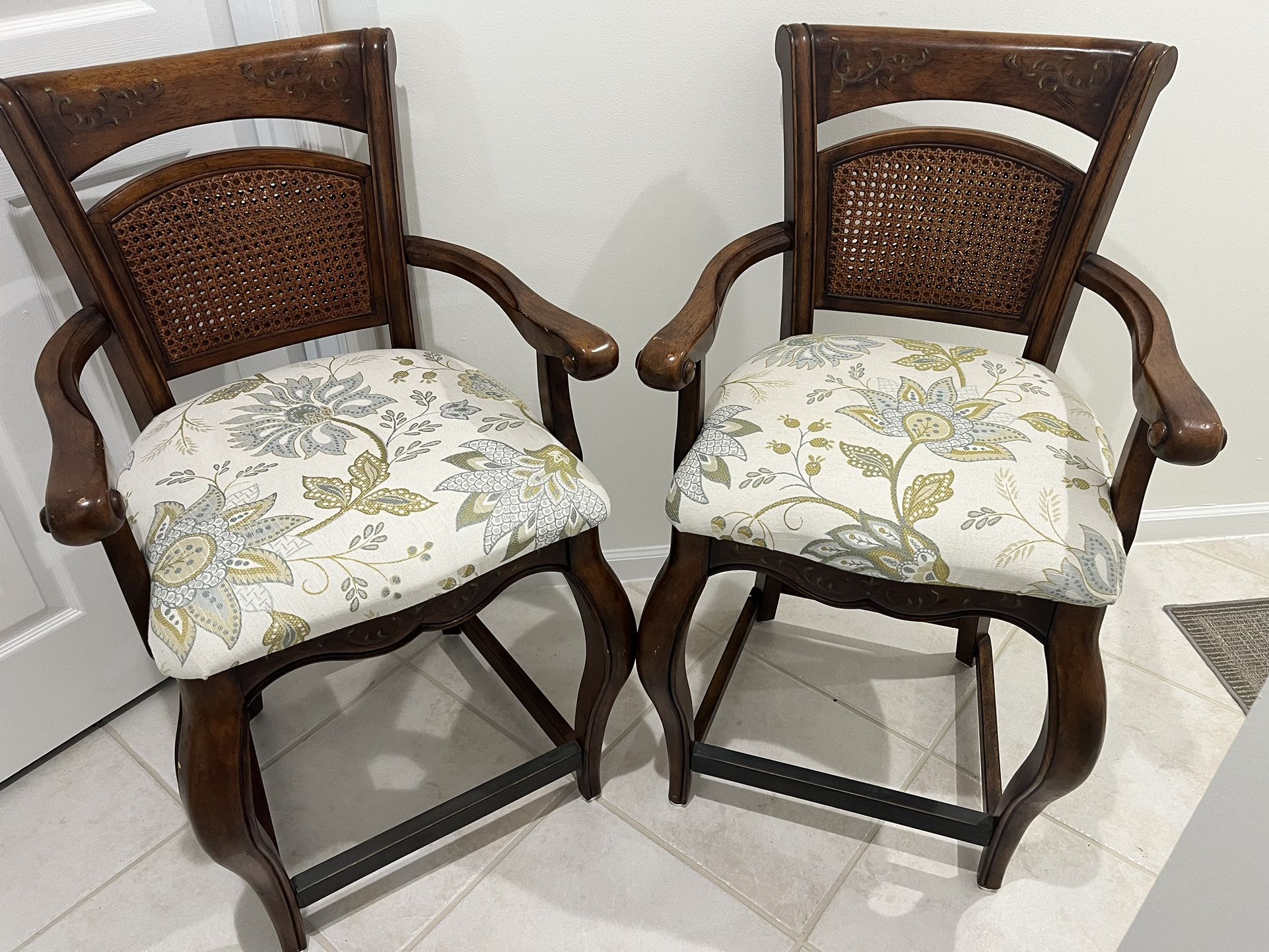 Two Counter-Height Upholstered Chairs