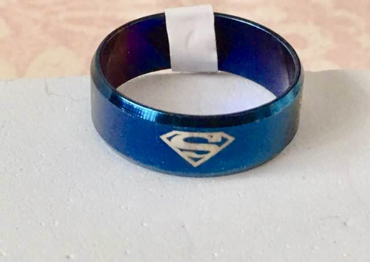 Blue Superman Ring, Size 8