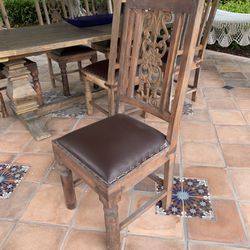 Acacia  Wood Spanish  Chairs With Metal Inlay4