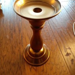 GORGEOUS VTG Heavy Solid Brass Thick 9.5" Single Taper/Pillar Candle Holder.