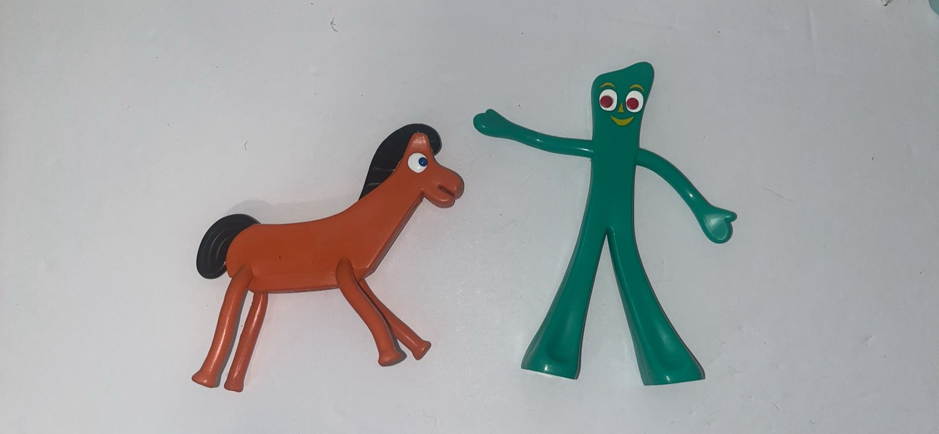 Vintage Bendable Large Gumby 6" & Pokey 4.5" Action Figures - Prema Toy Co. NJ