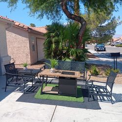 Patio Set Table And 6 Chairs With New Umbrela 
