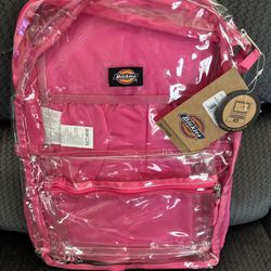 New Dickies Pink and Clear Backpack With Laptop Sleeve