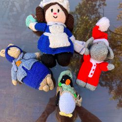 Hand Knitted Antique Dolls And Stuffed Animals 