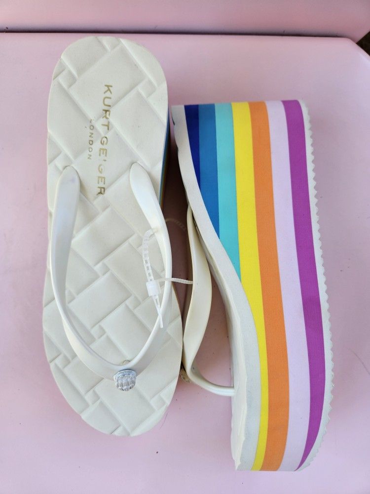 Kurt Geiger Kingston Wedge Flip Flops Women's Size 10