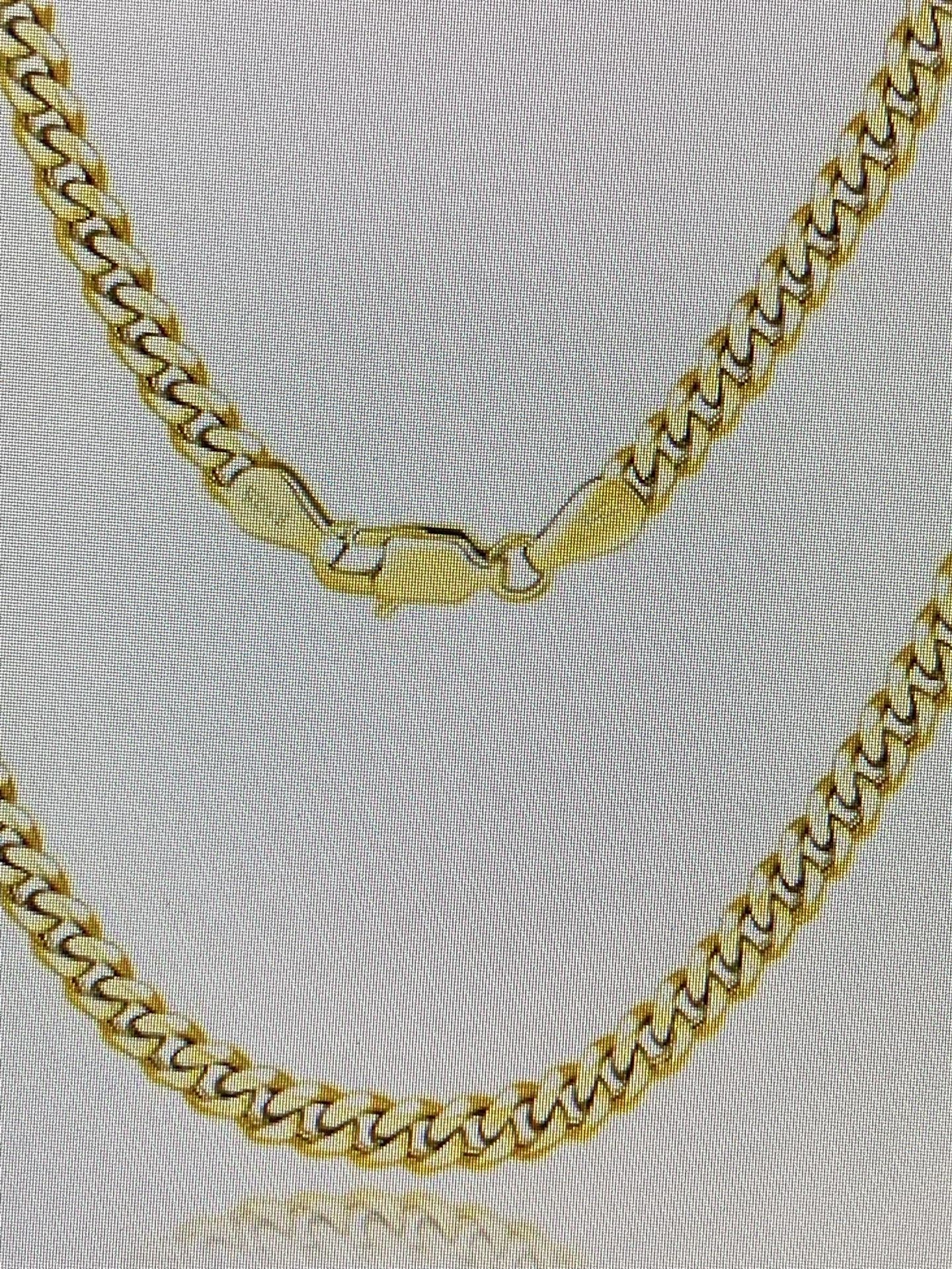 3 mm Wide Italian Sterling Silver Cuban Link Chain. Gold Plated. 20” Long