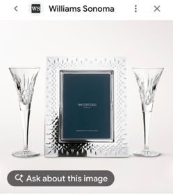 Waterford Crystal Champagne Flutes Set with Picture Frame