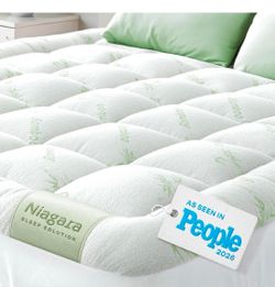 Ultra Soft Queen RV Size Mattress Topper - Viscose Made from Bamboo Pillow Top Mattress Pad for Back Pain Relief - Naturally Cooling for Hot Sleepers,