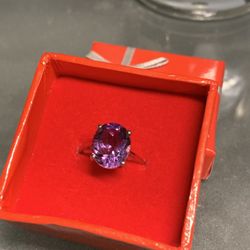 Ring 925 Sterling Silver Amethyst  Size 7
