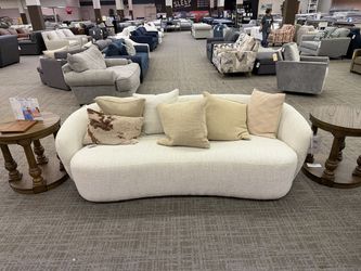 Kuka Heidemaria Curved Arm Sofa - White (Boucle White) | Couch | Living Room Couch