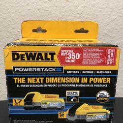 DEWALT POWERSTACK 20V 5.0Ah and 1.7Ah Lithium-Ion Power Tool Battery Packs (2-Pack)