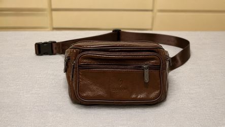 Unisex Brown Leather Fanny Pack Waist Bag