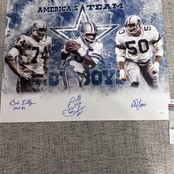 BOB LILLY, BILLY JOE DUPREE, & DD LEWIS SIGNED 16X20 PHOTO DALLAS COWBOYS W/JSA
