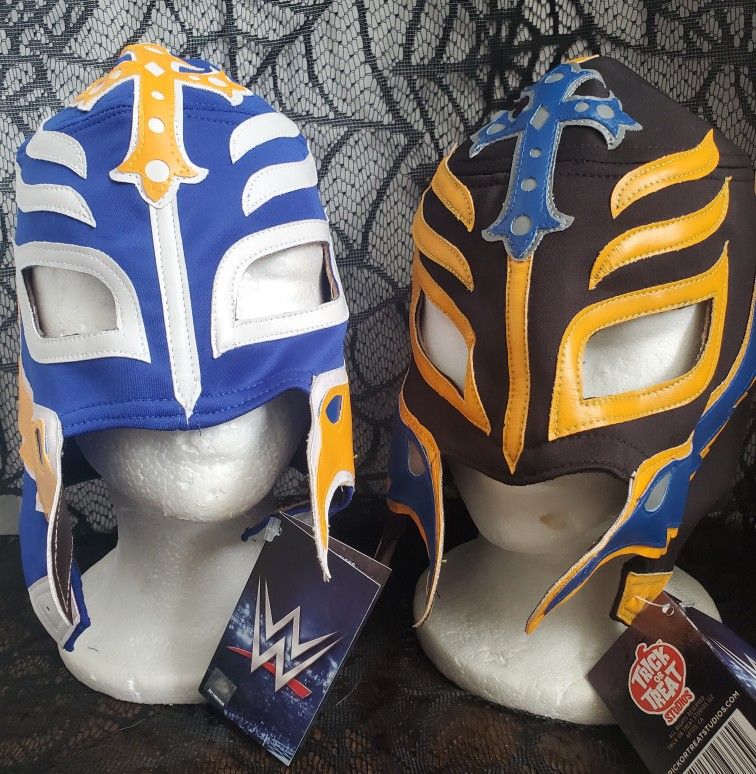 WWE hall of fame Rey Mysterio Mask Set lucha Libre BLACK lucha BLUE Libre Pro Wrestling Fan Gift Set
