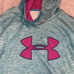 Under Armour Sweat Shirt | Size Large | Turquoise And Pink | Pull Over Wirh Hood