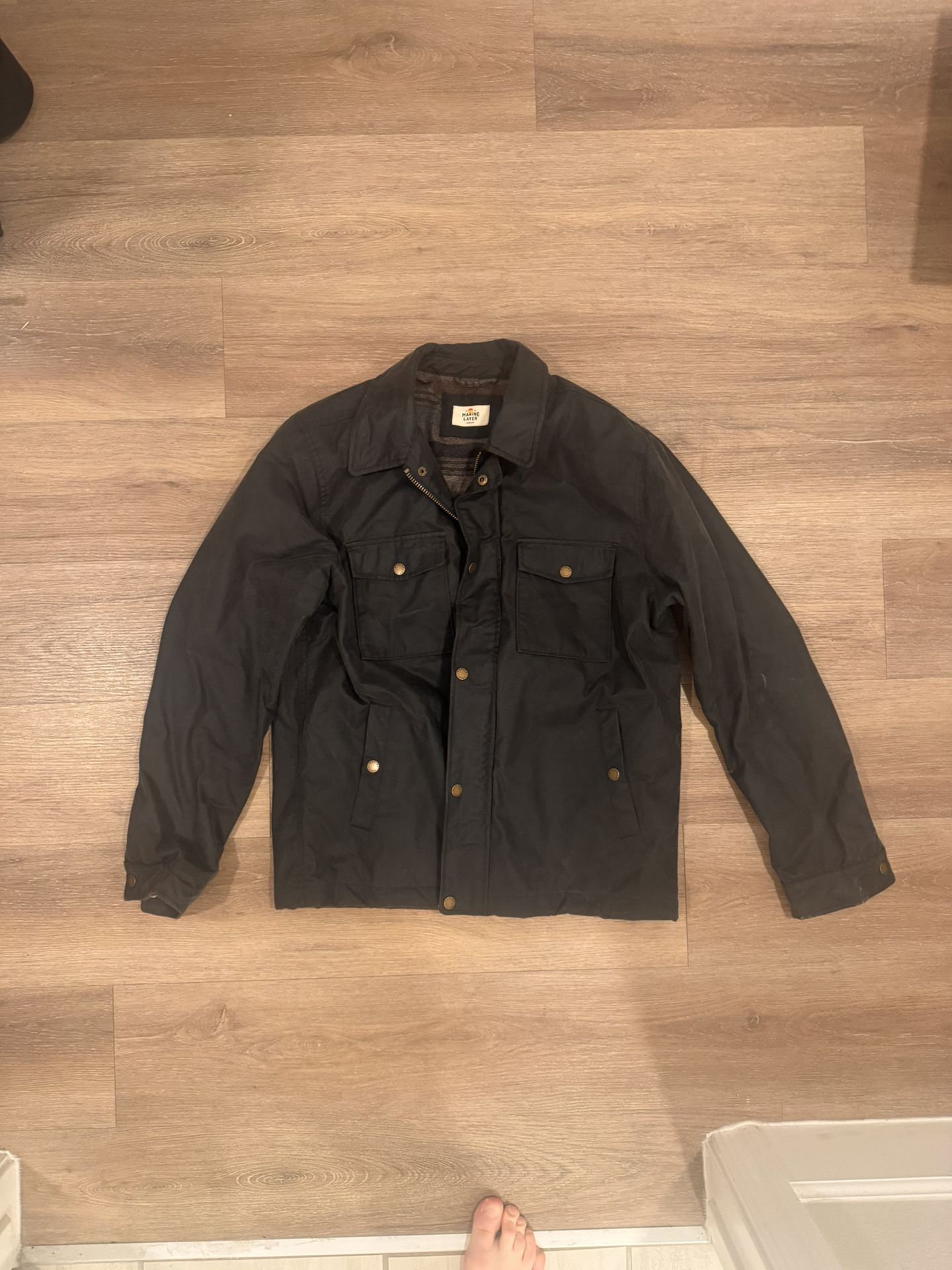 Marine Layer Otis Wax Canvas Jacket | Men’s Medium | Dark Grey