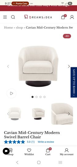 Mid-Century Modern Swivel Barrel Chair