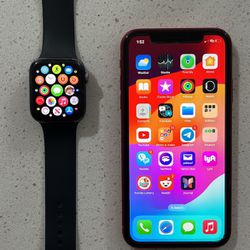 I phone 11 64GB with a Apple Watch Series SE (44mm) A2354 (GPS + LTE) 