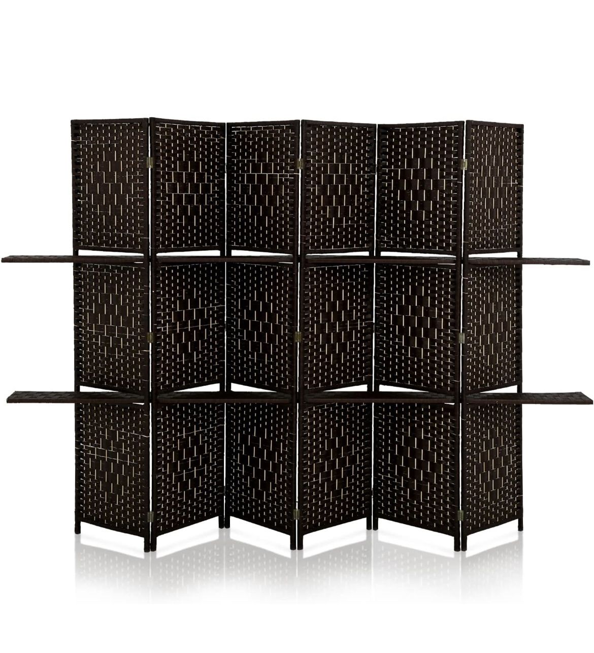 Brown Room Divider With Shelves