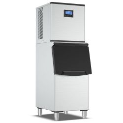 20.28 in. 500 lbs./Day Full Size Cubes Commercial Freestanding Ice Maker, 200 lbs. Storage in Stainless Steel,Self-Clean