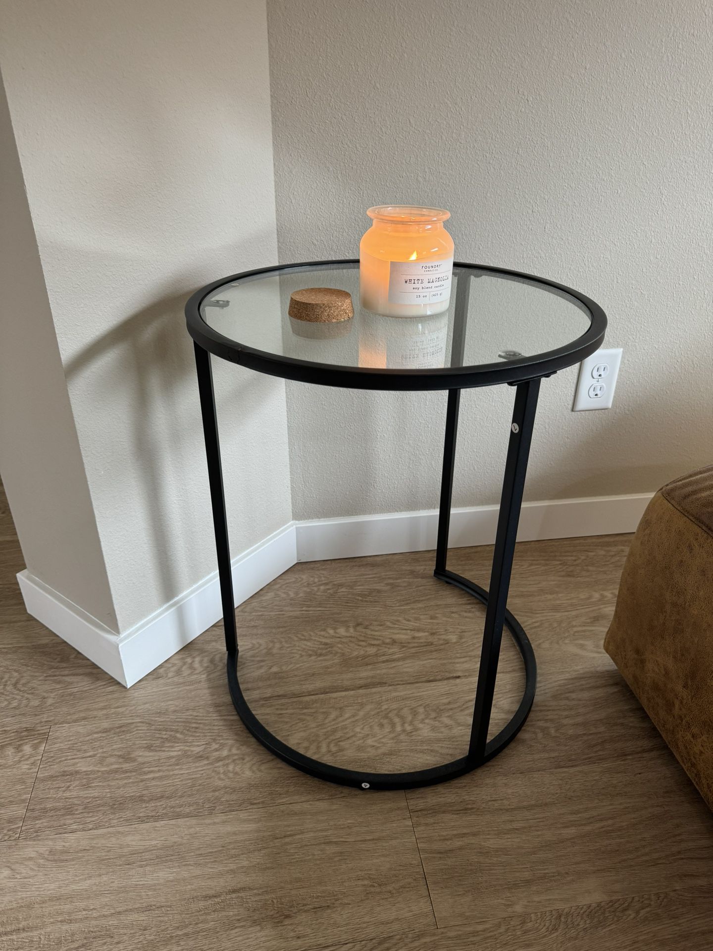 Circle Side Table With Glass Top
