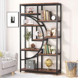 Tribesigns Bookshelf Industrial 5 Tier Etagere Bookcase, Freestanding Tall Bookshelves Display Shelf Storage Organizer with 9-Open Storage Shelf for L