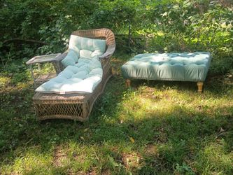Outside wicker and ottoman
