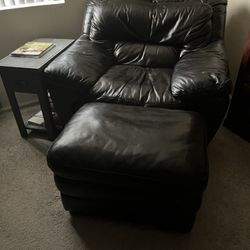 Leather Chair & Ottoman 