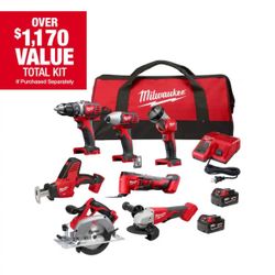 🔥 Milwaukee 2695-27SH M18 7-Tool Combo Kit w/ 2 Batteries Brand New Unopened!