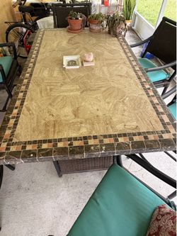 Stone top patio table 6 top