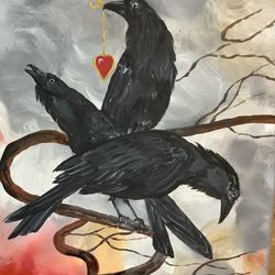 King Crow and Fox Original Painting 