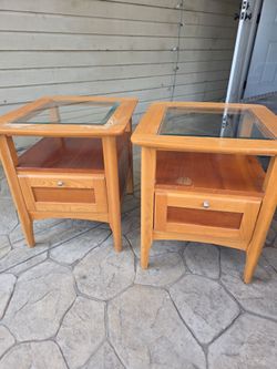 vintage solid wood  end tables living room  furniture