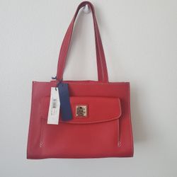 Dooney & Bourke Red Leather Pebbled Handbag
