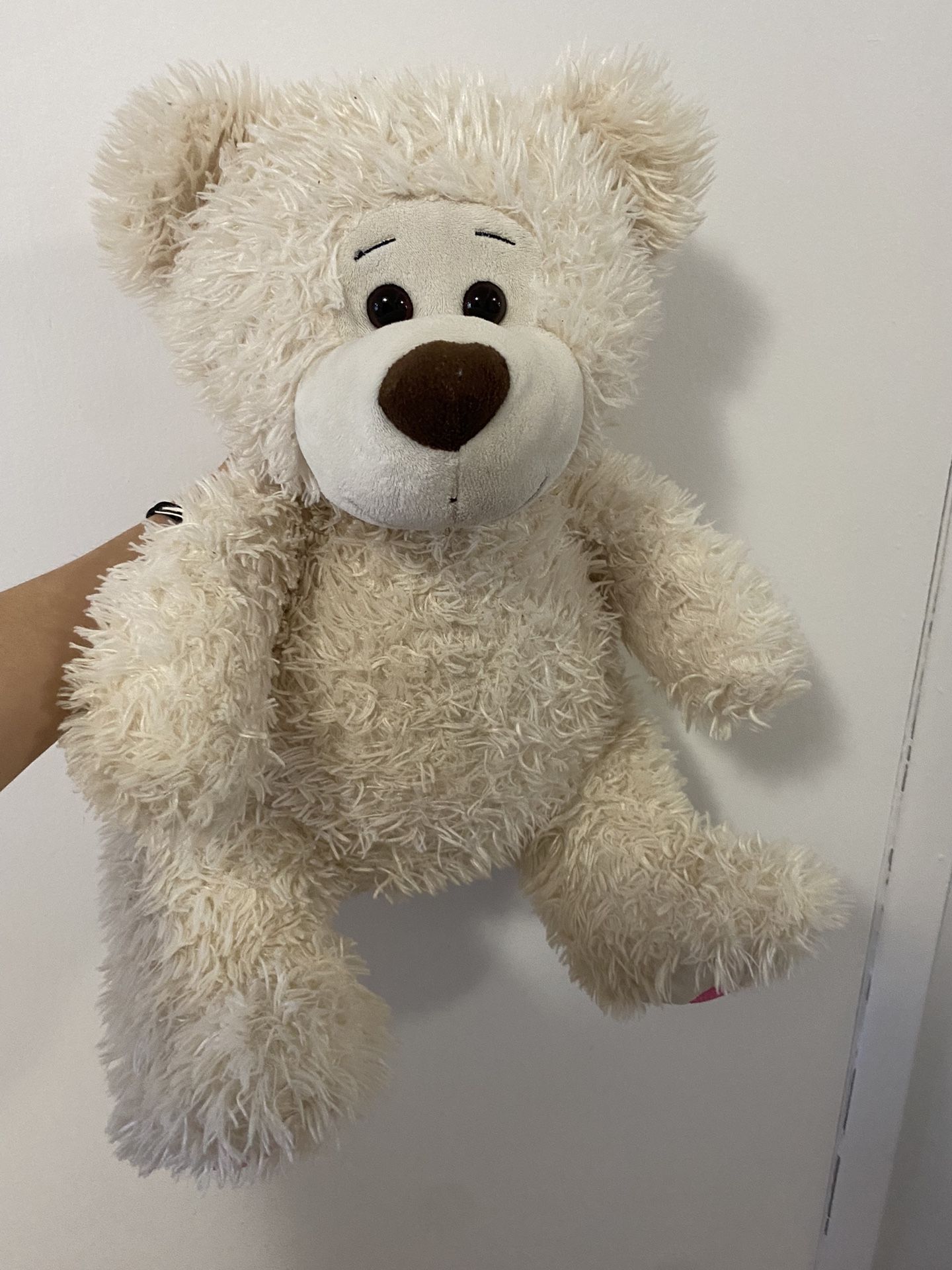 White Bear With Pink Hearts 