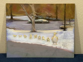 KATHI COLMAN - Pastel Painting of Ducks in Park in Winter
