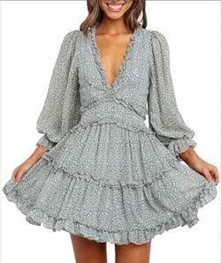 Floral Ruffle Mini Dress Long Sleeve