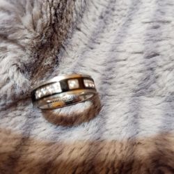 Titanium and White Stone Ring