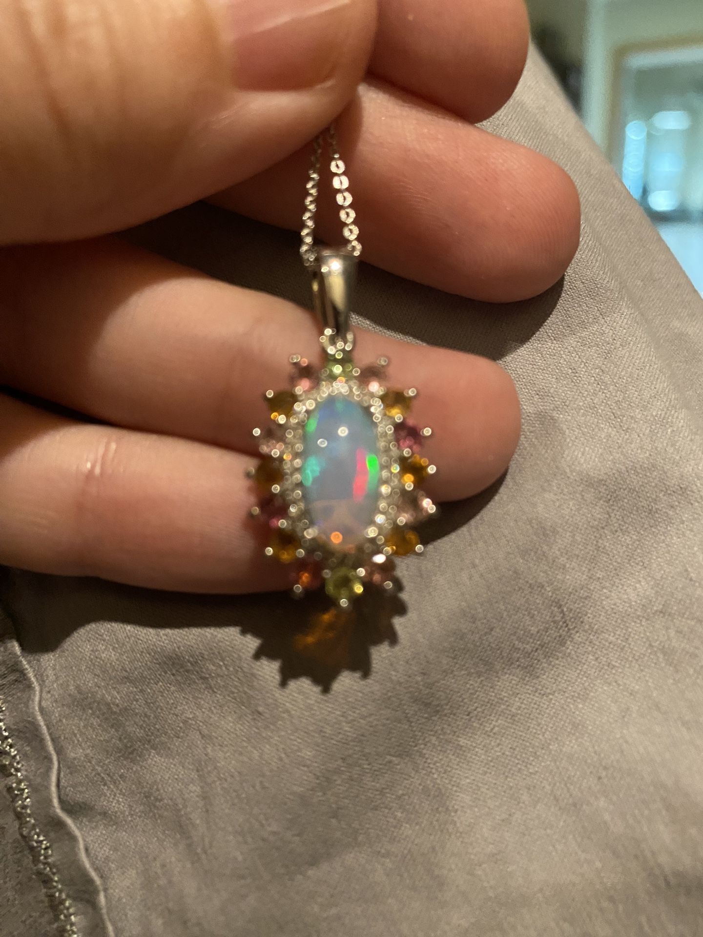 Premium Ethiopian Welo Opal, Multi Gemstone Cocktail Necklace 