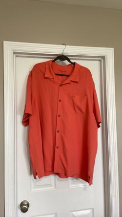 Tommy Bahama Men’s XXL Silk Blend Camp Shirt Coral Orange Button Front