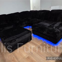 Brand New Sectional Corduroy Fabric 6 Pcs With LED LIGHT $1399