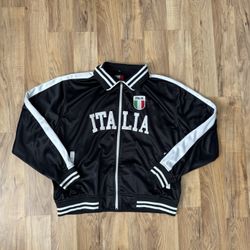 Retro Style Black Italy Streetwear Track Jacket Size Medium