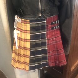 No Boundries Multi Tartan Plaid Kilted Skirt Kilt Goth Punk Junior Size 11-13