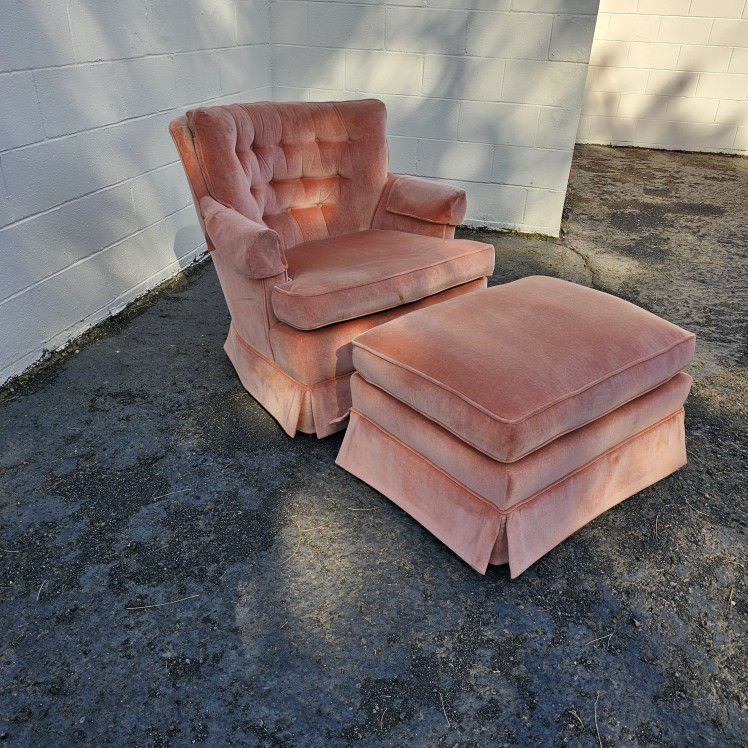Vintage Pink Chair Ottoman