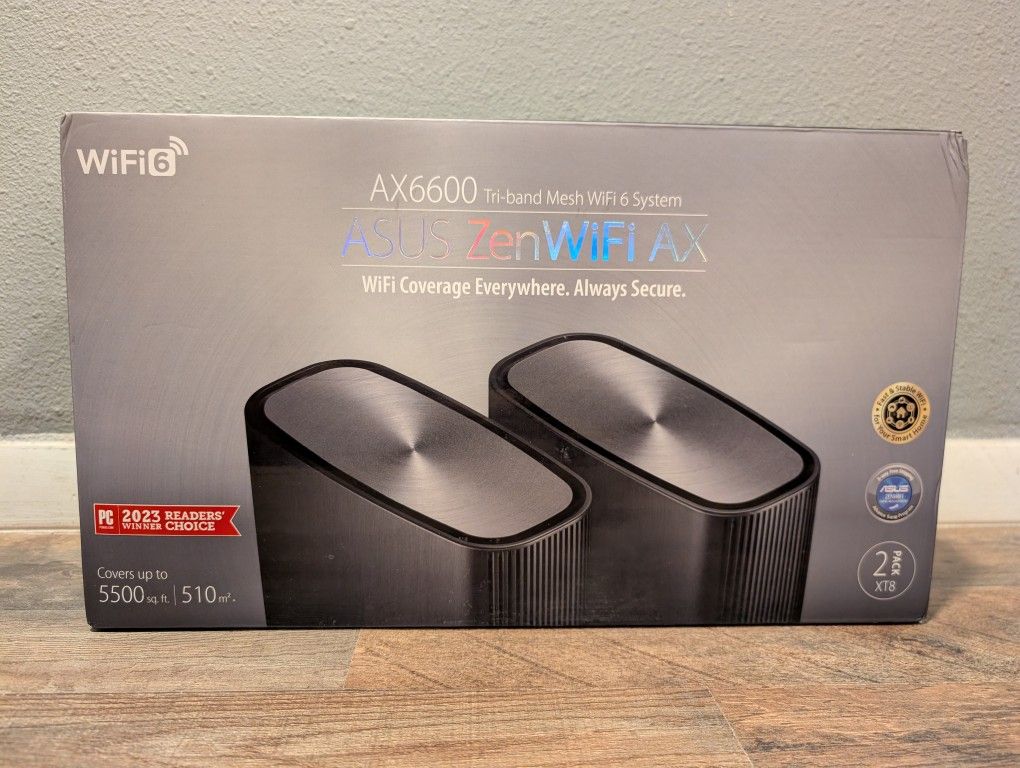 New ASUS ZenWiFi AX XT8 AX6600 Tri-Band Mesh WiFi 6 System 2 Pack