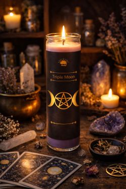 Triple Moon Ritual Candle – Lilac Lavender Spiritual Prayer Candle