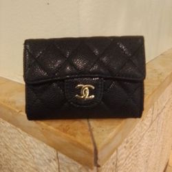 CHANEL CAVIAR QUILTED FLAP CARD HOLDER WALLET BLACK